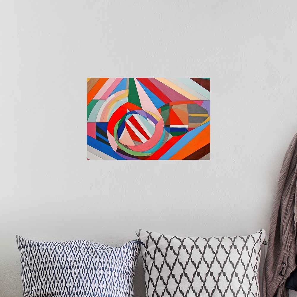 A bohemian room featuring Colorful Geometric Abstraction VIII