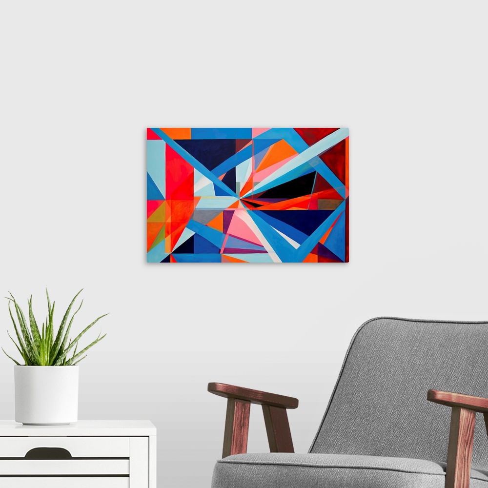 A modern room featuring Colorful Geometric Abstraction X