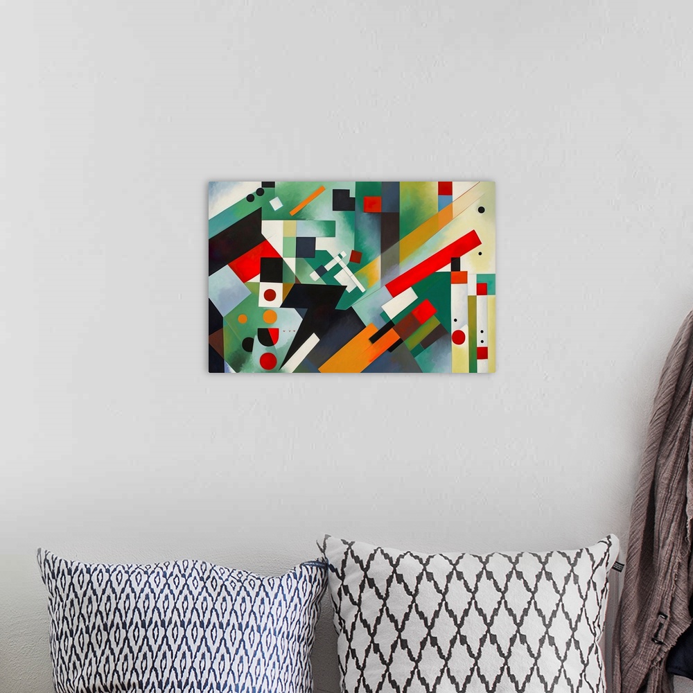 A bohemian room featuring Colorful Geometric Abstraction XI