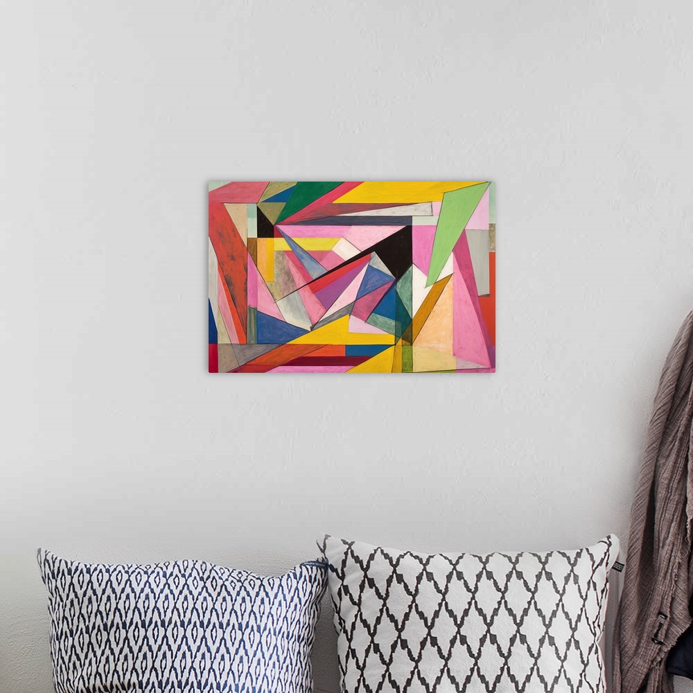 A bohemian room featuring Colorful Geometric Abstraction XII