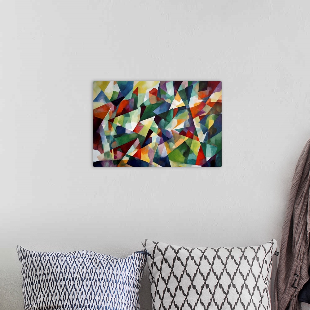 A bohemian room featuring Colorful Geometric Abstraction XIII