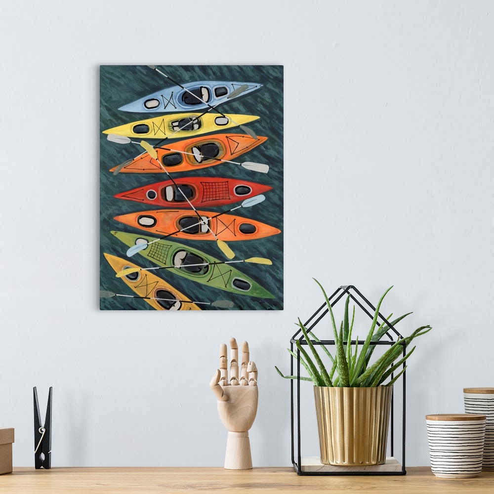 A bohemian room featuring Colorful Kayaks I