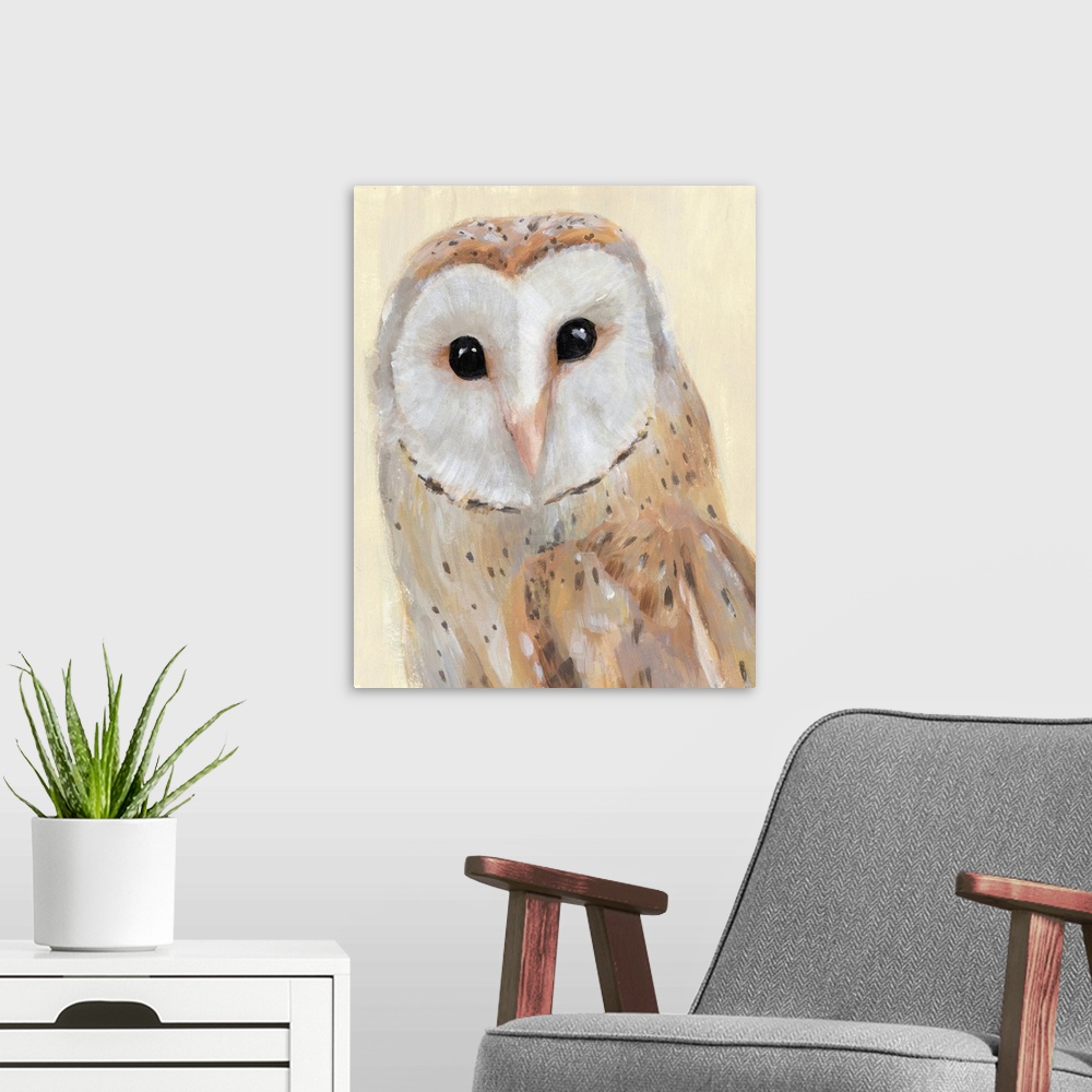 A modern room featuring Common Barn Owl I