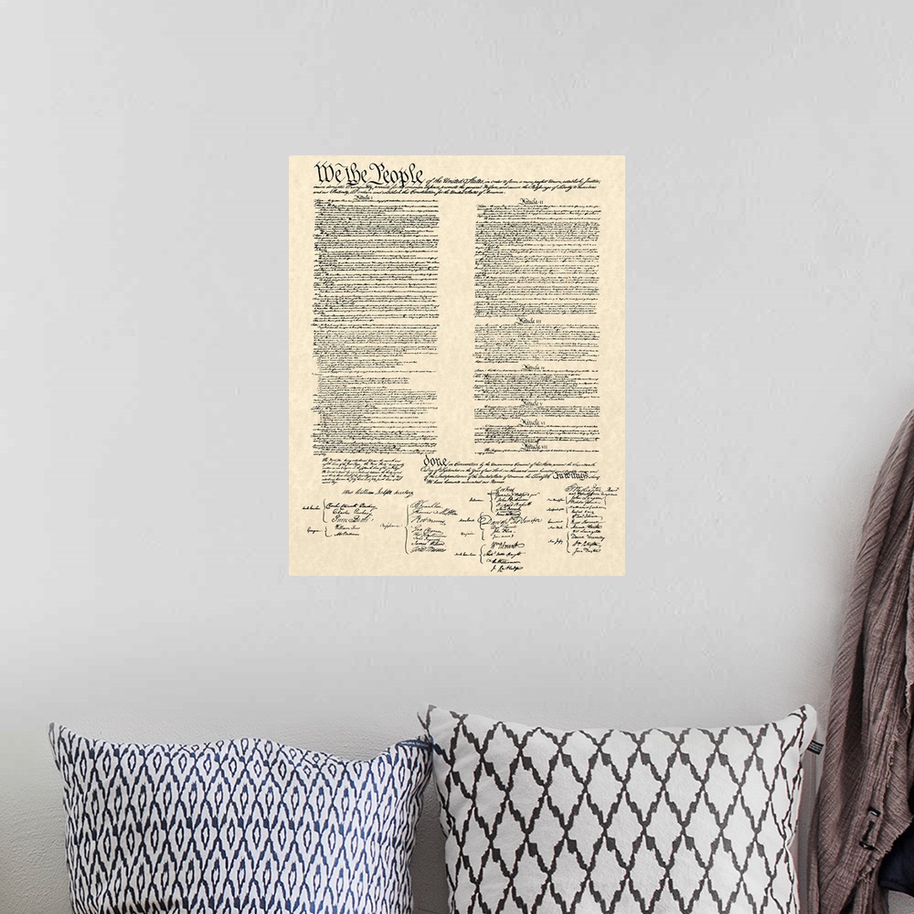 A bohemian room featuring Constitution Document
