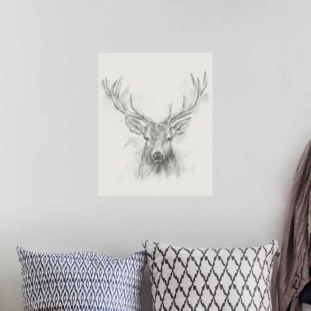 A bohemian room featuring Contemporary Elk Sketch I