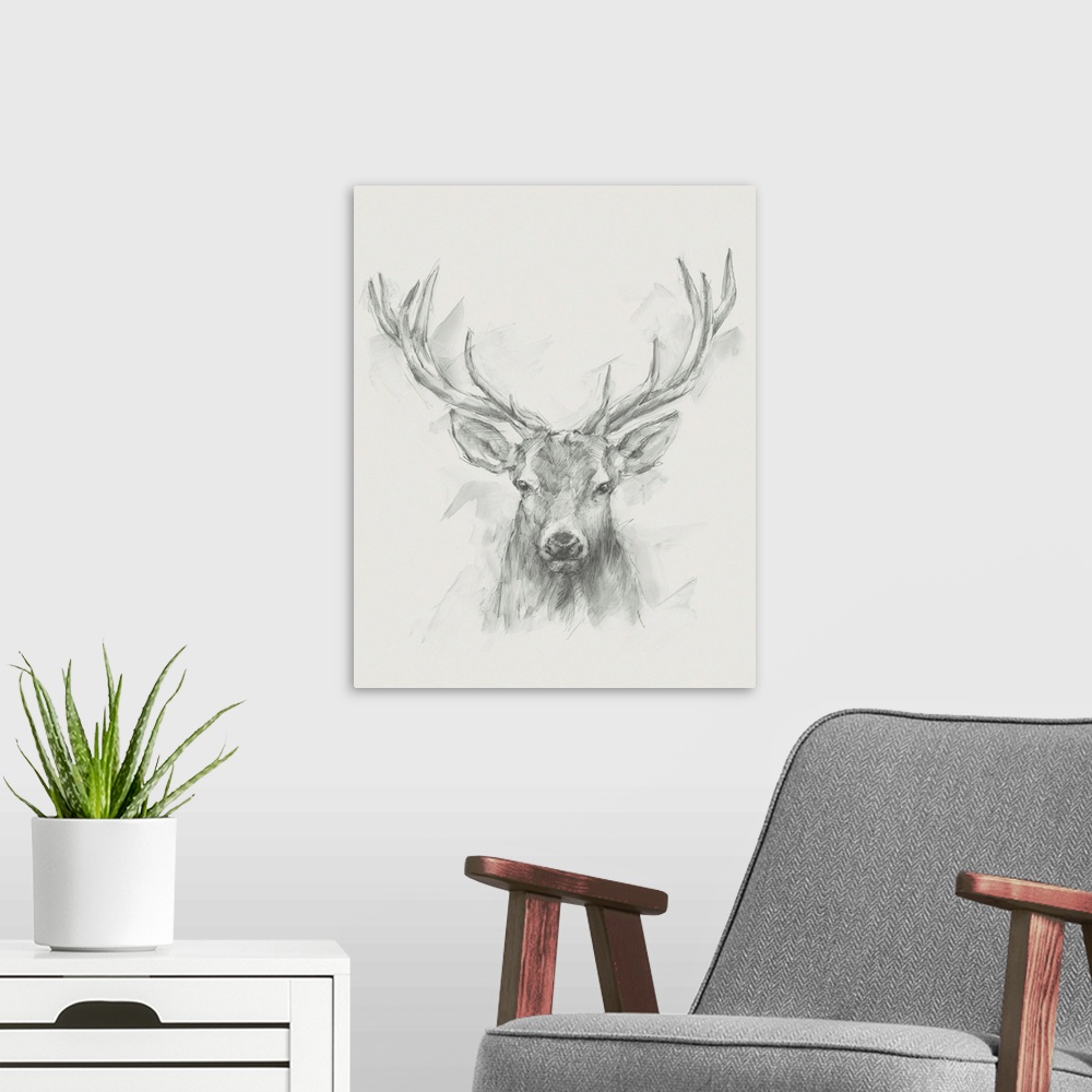 A modern room featuring Contemporary Elk Sketch I