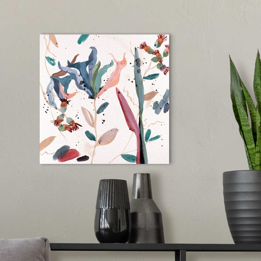 A modern room featuring Contemporary Floral Composition IV