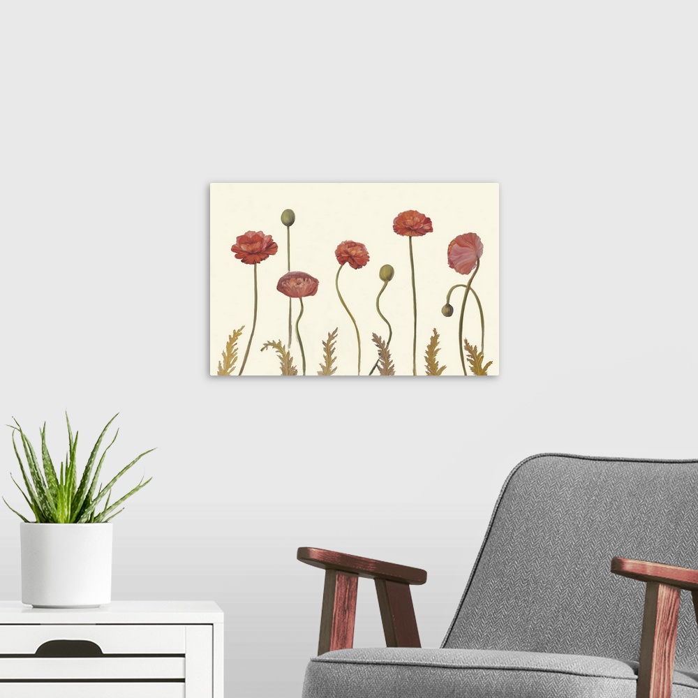 A modern room featuring Coral Poppy Display I