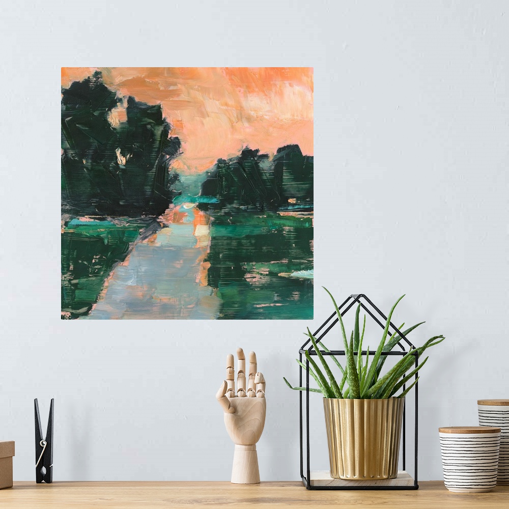 A bohemian room featuring Coral Sunset I