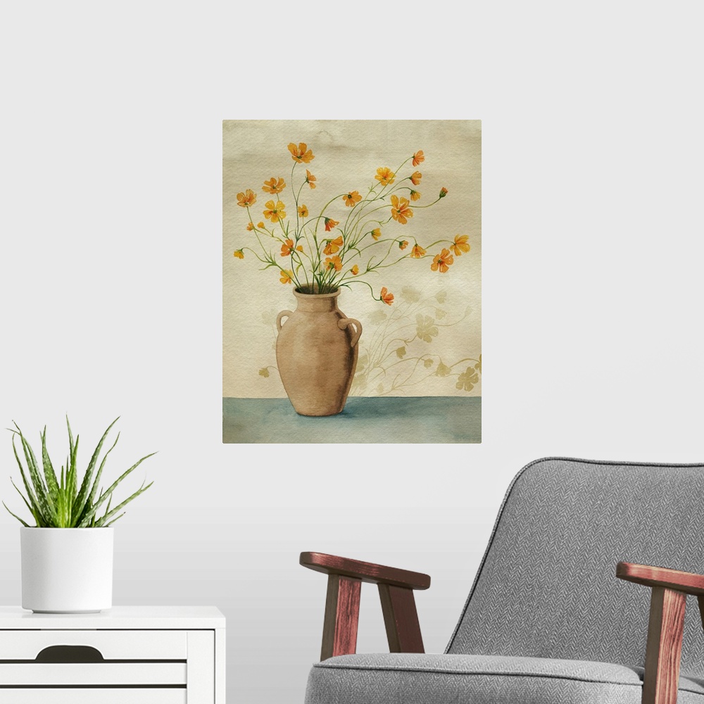 A modern room featuring Cosmos In Clay I