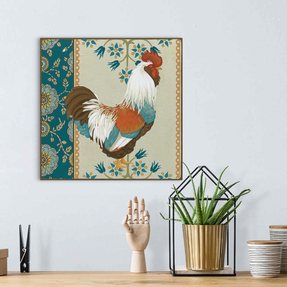 A bohemian room featuring Cottage Rooster II