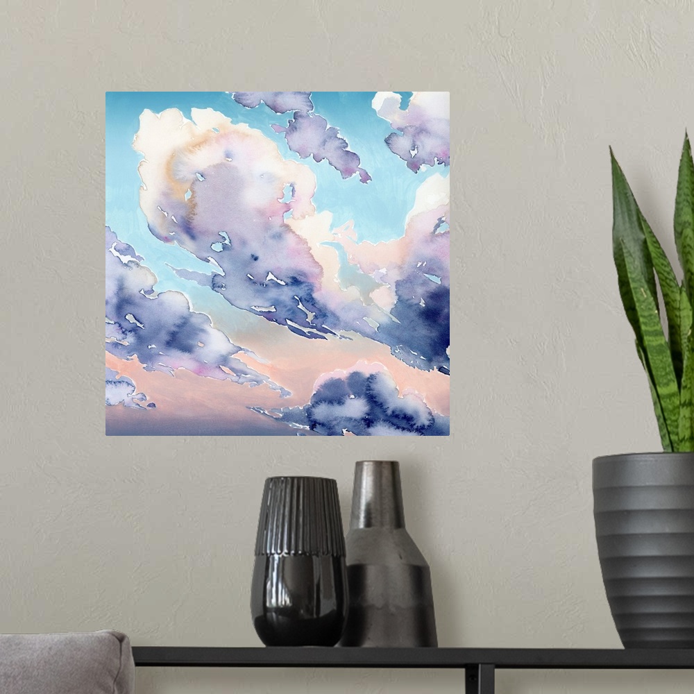 A modern room featuring Covered Clouds II