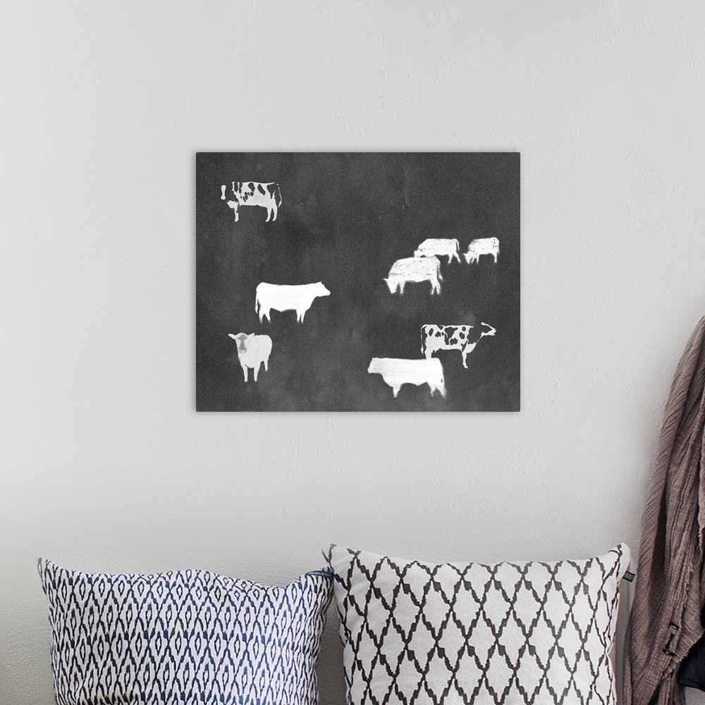 A bohemian room featuring Cow Collection I