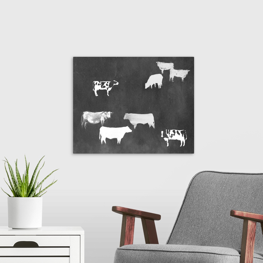 A modern room featuring Cow Collection II