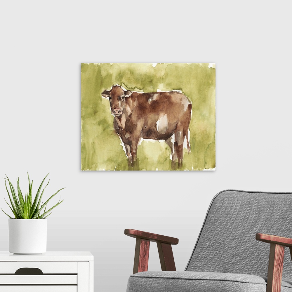 A modern room featuring Cow in the Field II