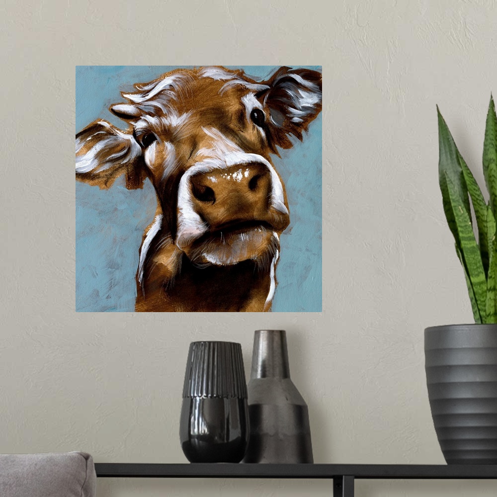 A modern room featuring Cow Kisses I