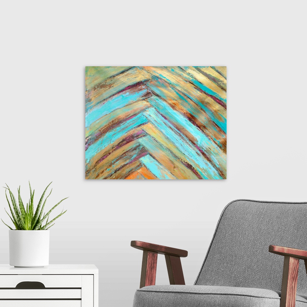 A modern room featuring Crazy Fronds Diptych I