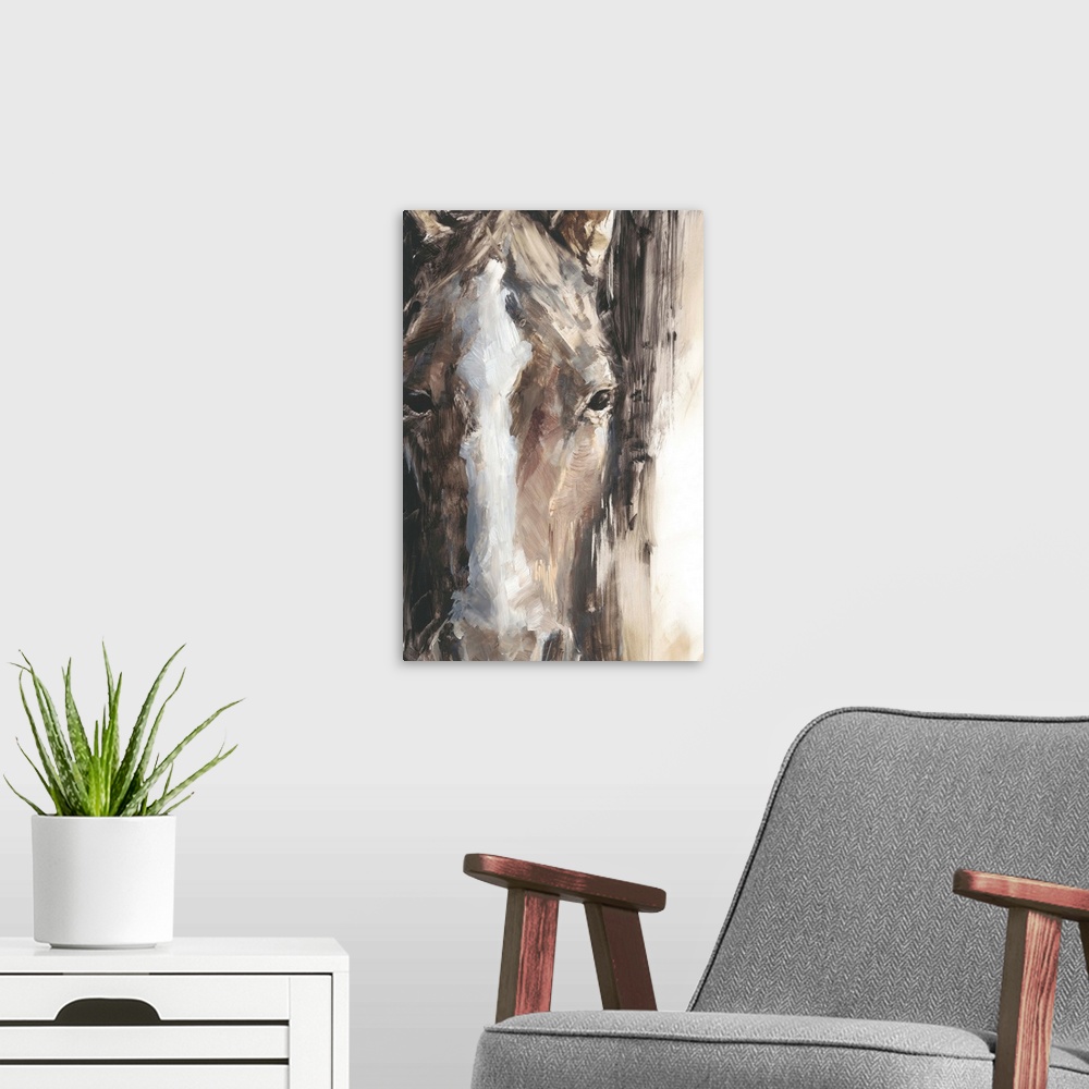 A modern room featuring Cropped Equine Study II