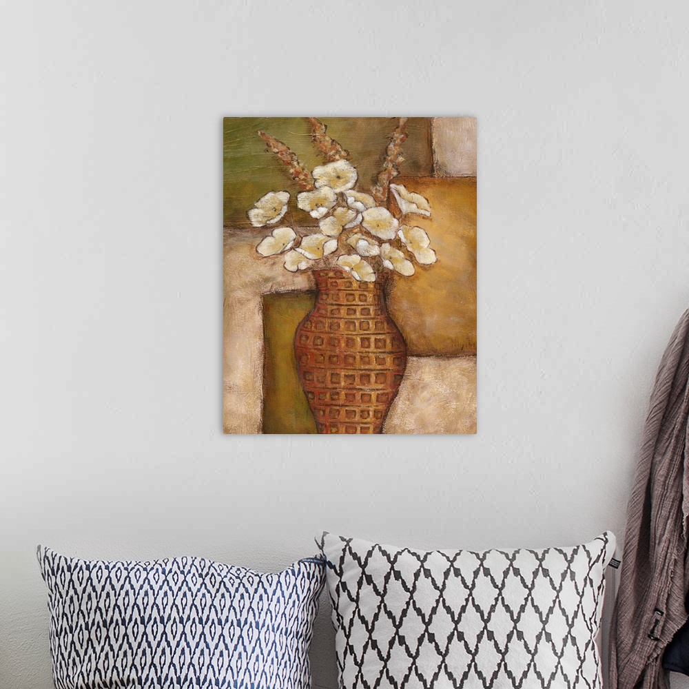 A bohemian room featuring Cubed Floral Study I