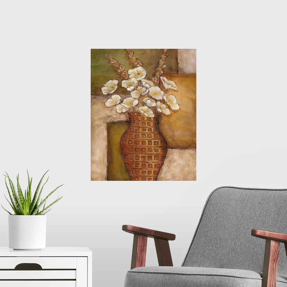 A modern room featuring Cubed Floral Study I
