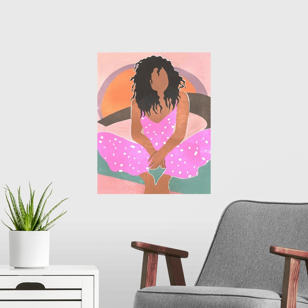 A modern room featuring Curly Lady IV