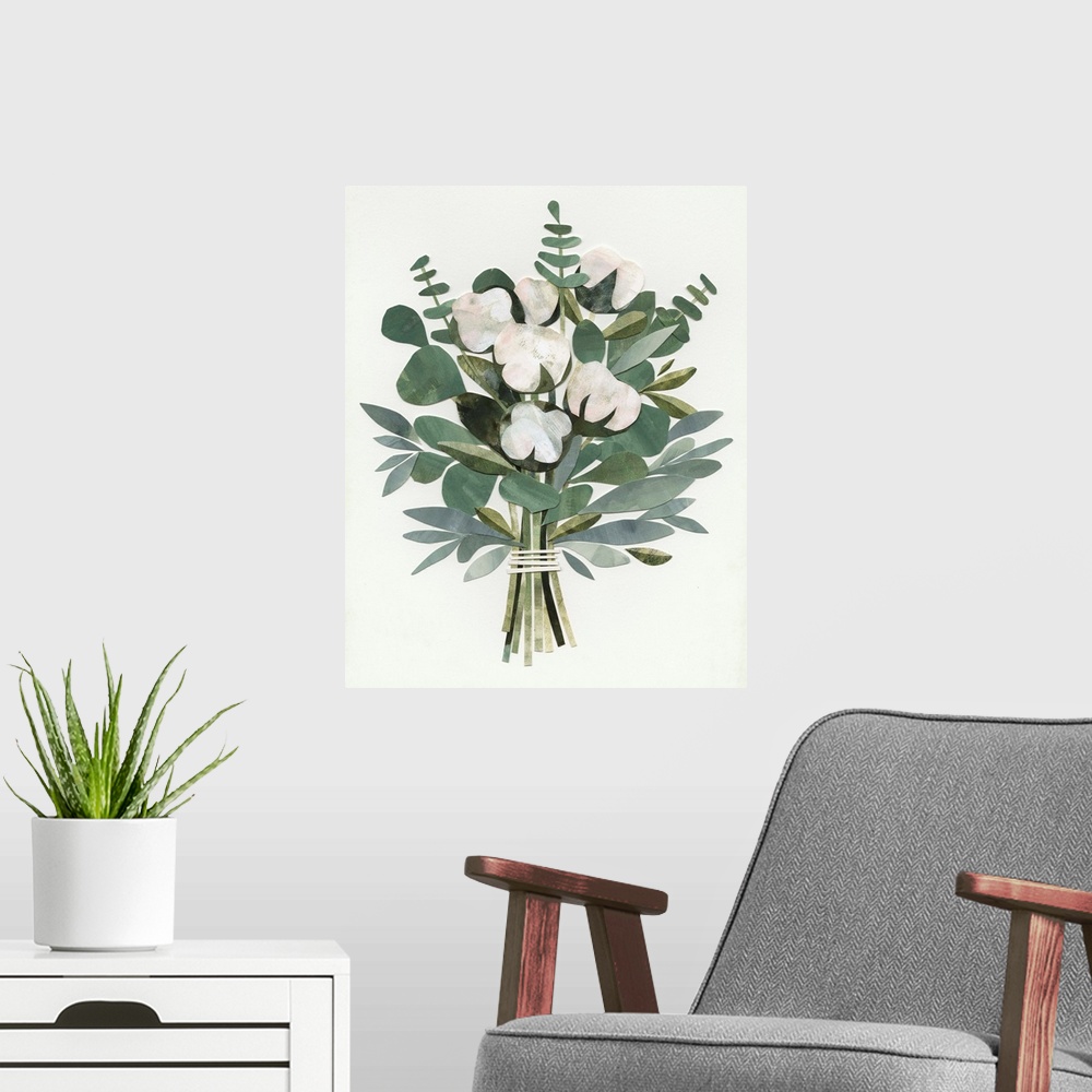 A modern room featuring Cut Paper Bouquet III