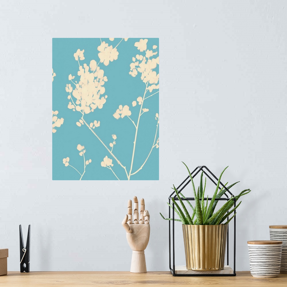 A bohemian room featuring Cyan Wildflower Silhouettes I