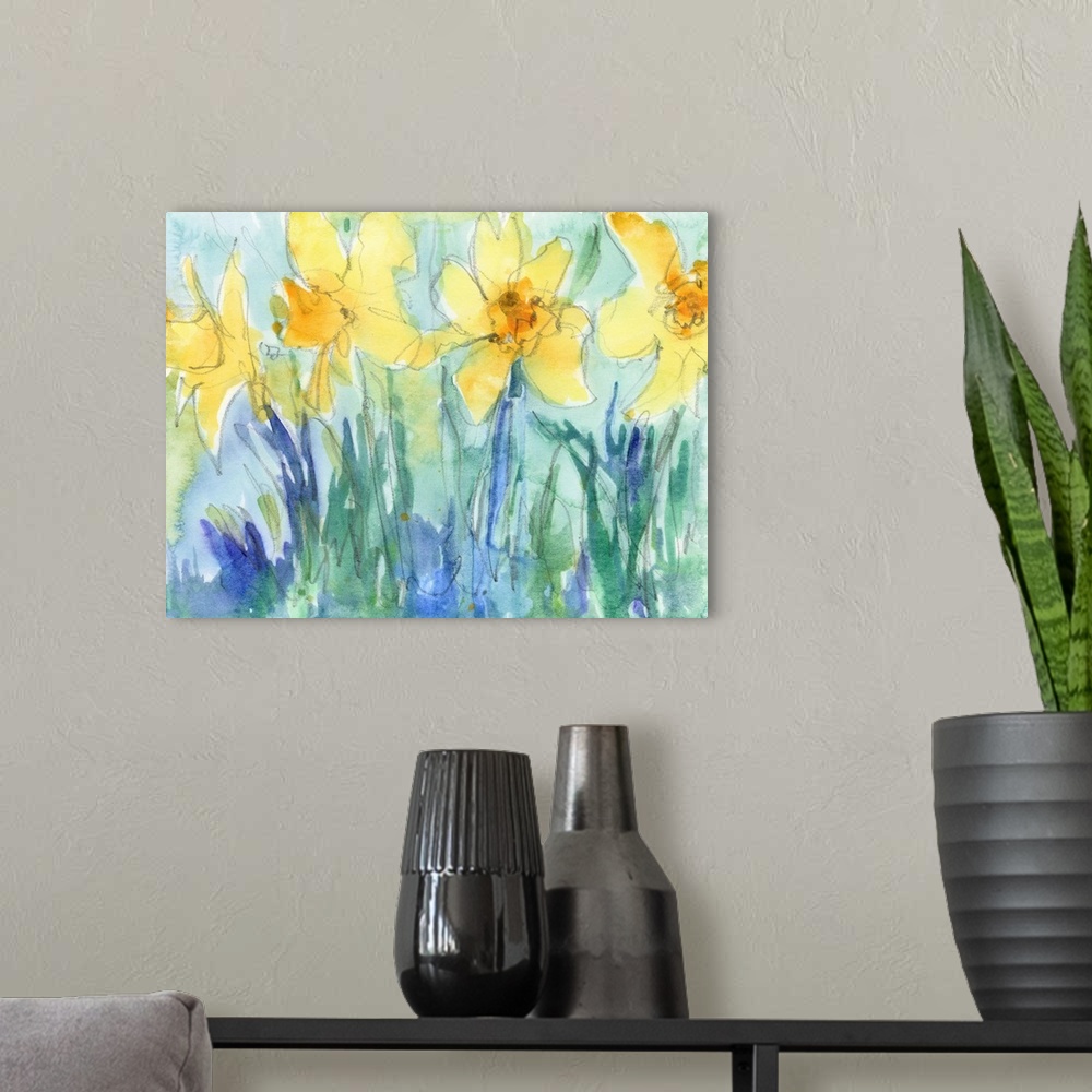 A modern room featuring Daffodil Blooms II