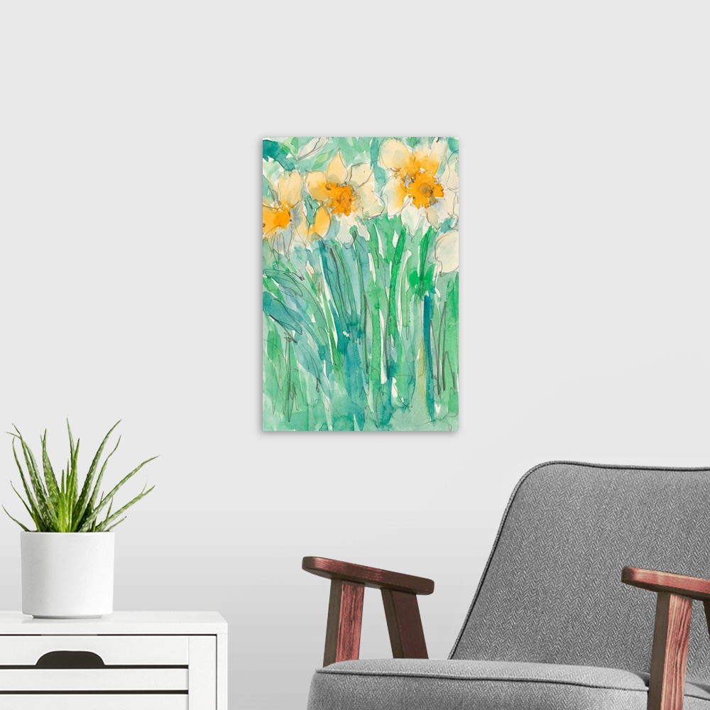 A modern room featuring Daffodils Stems I