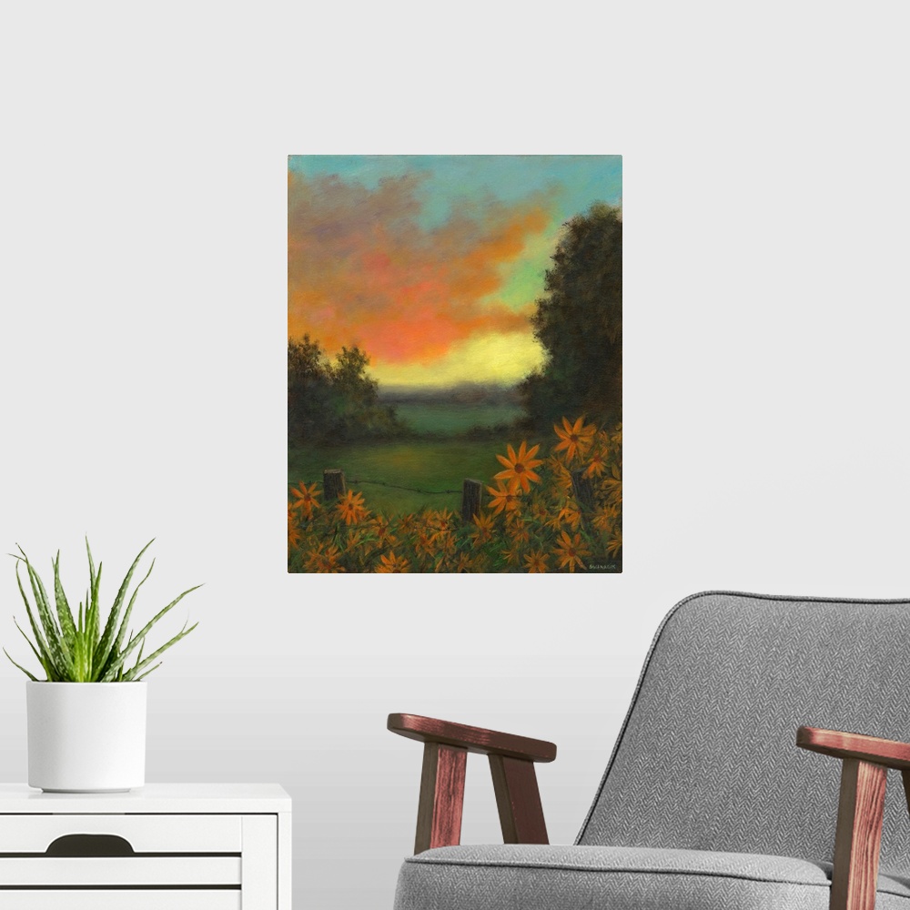 A modern room featuring Daisies At Sunset