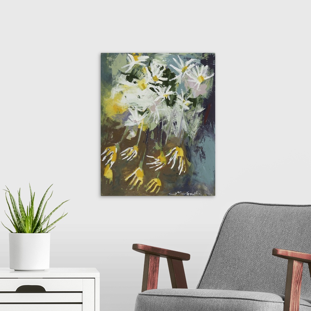 A modern room featuring Daisy Abstractions II