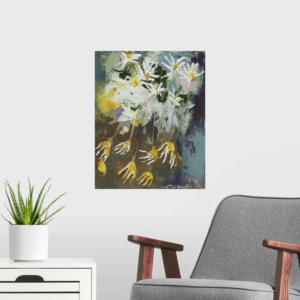 A modern room featuring Daisy Abstractions II