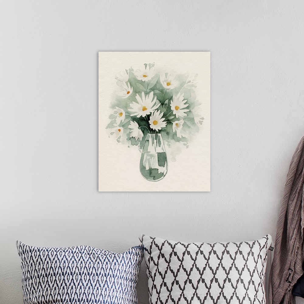 A bohemian room featuring Daisy Bouquet Sketch I