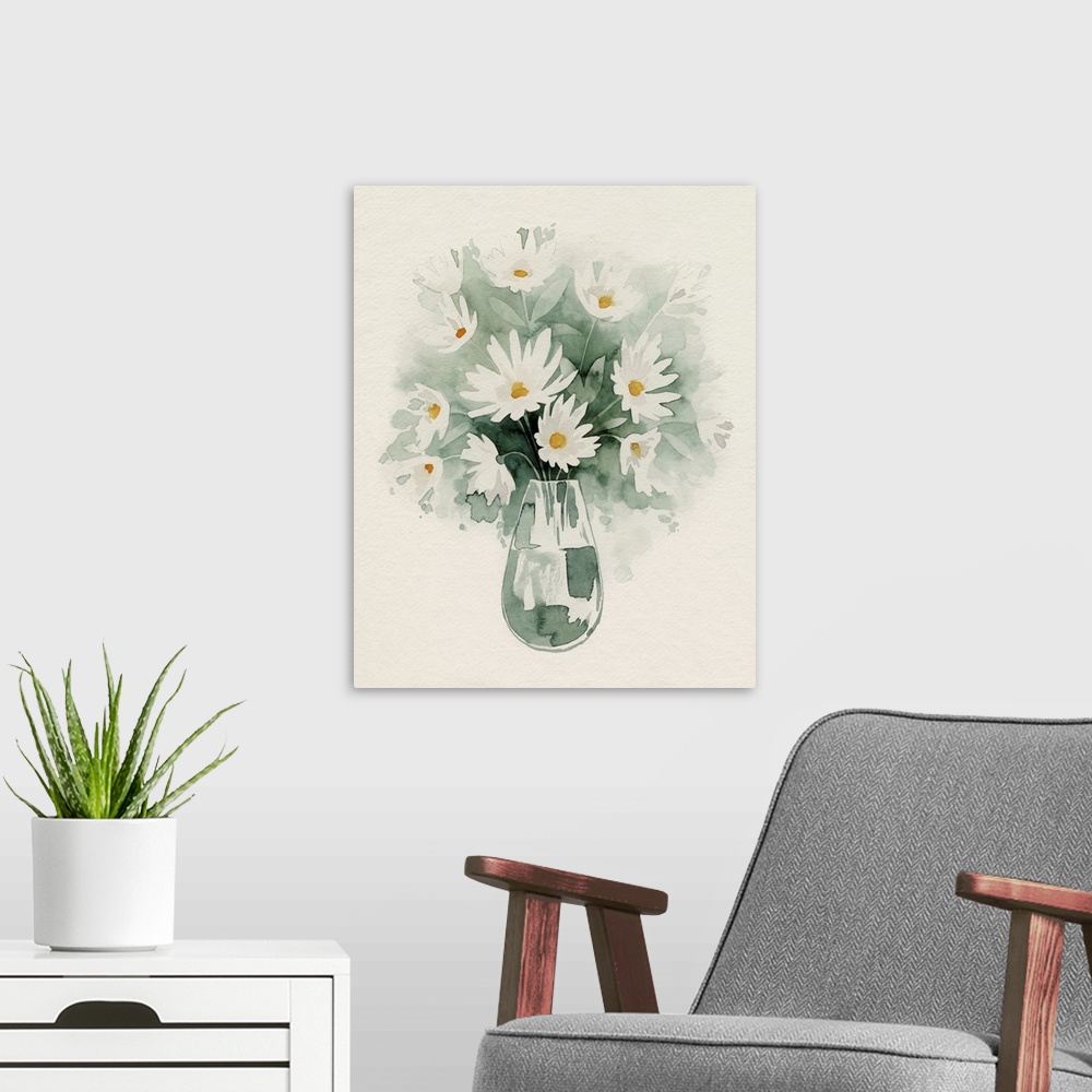 A modern room featuring Daisy Bouquet Sketch I