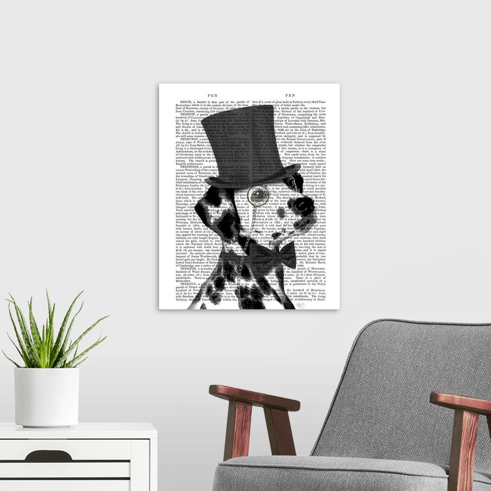 A modern room featuring Dalmatian, Formal Hound and Hat