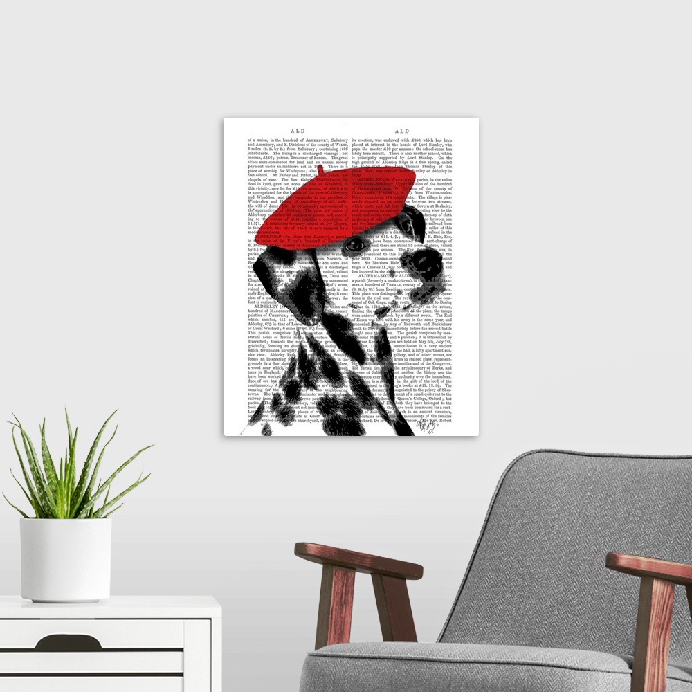 A modern room featuring Dalmatian With Red Beret