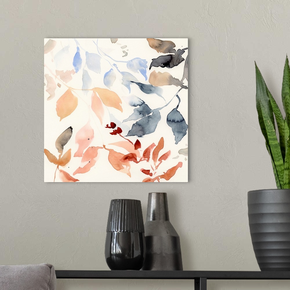 A modern room featuring Dancing Autumn Leaves II