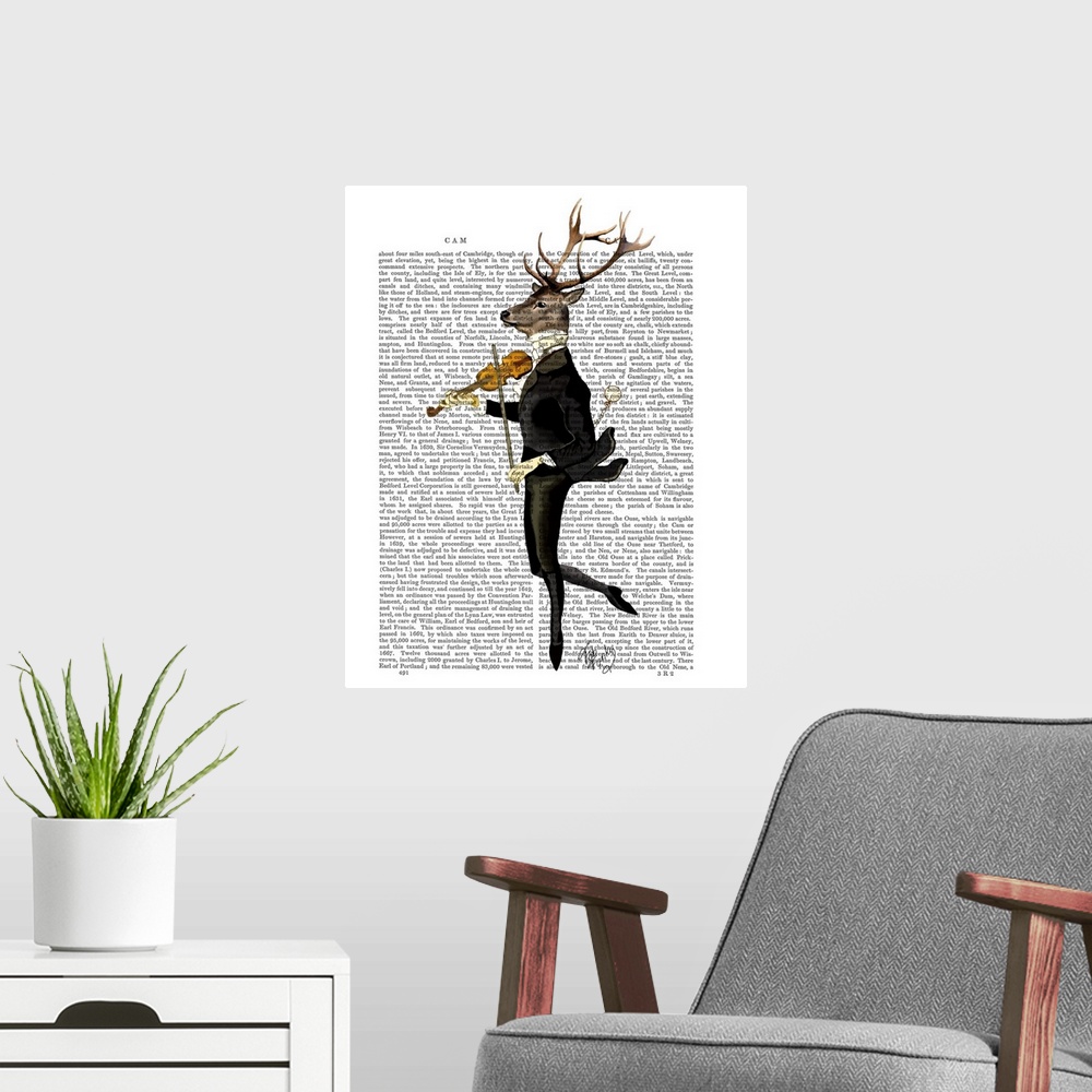A modern room featuring Dancing Deer with Violin
