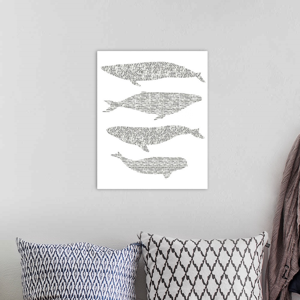 A bohemian room featuring Dashed Whale Chart II