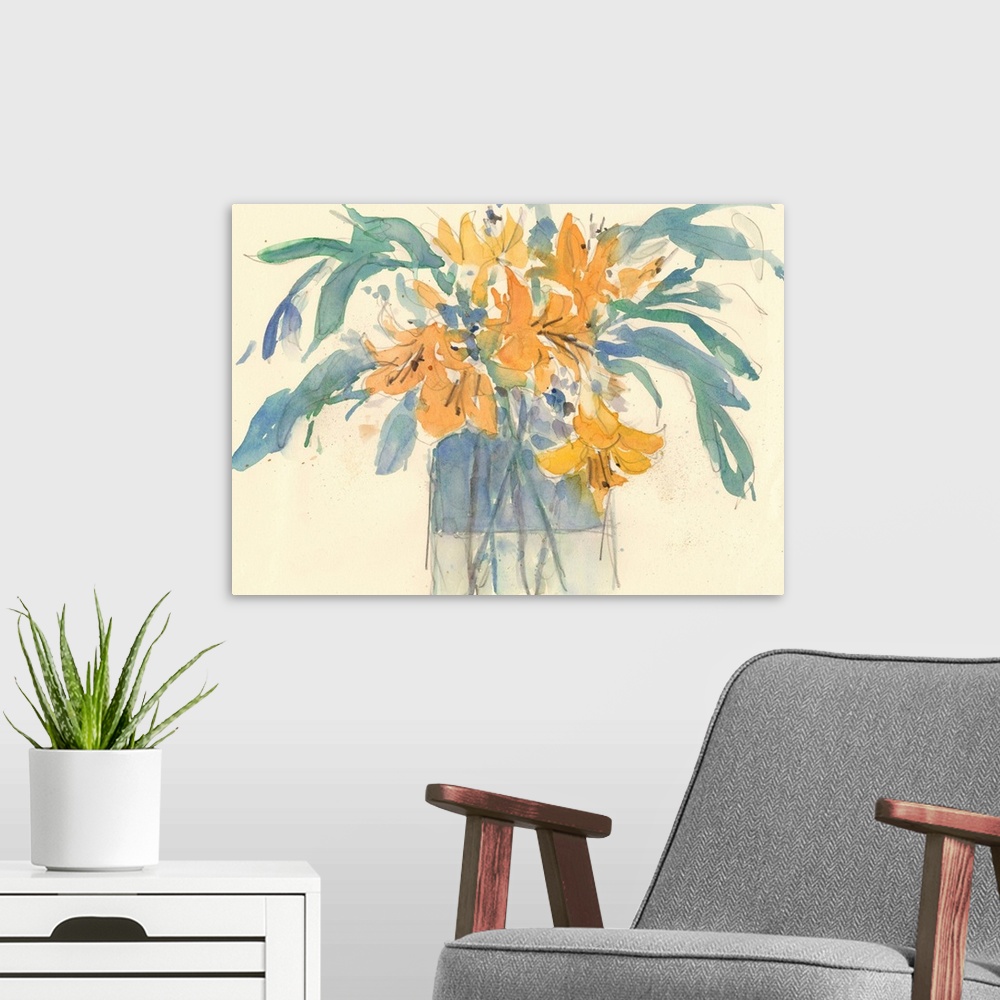 A modern room featuring Day Lily Moment I