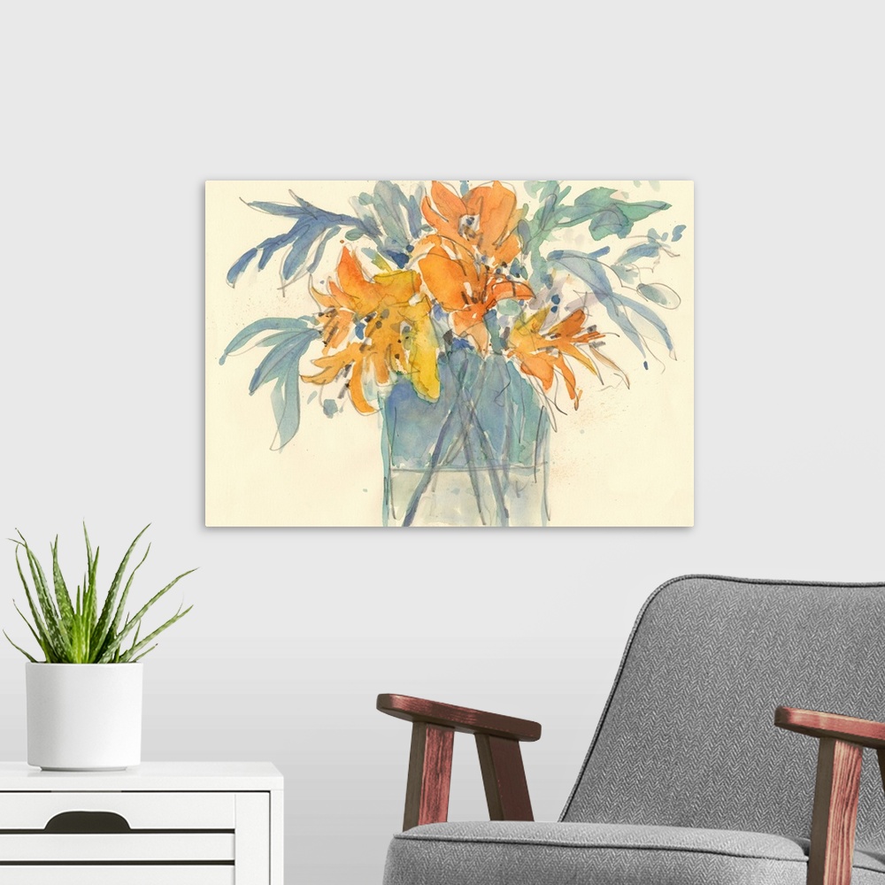 A modern room featuring Day Lily Moment II
