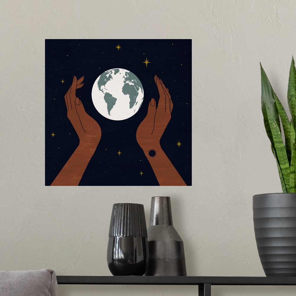 A modern room featuring Dear Mother Earth I