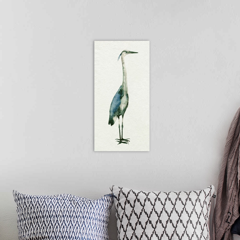 A bohemian room featuring Deep Blue Heron I