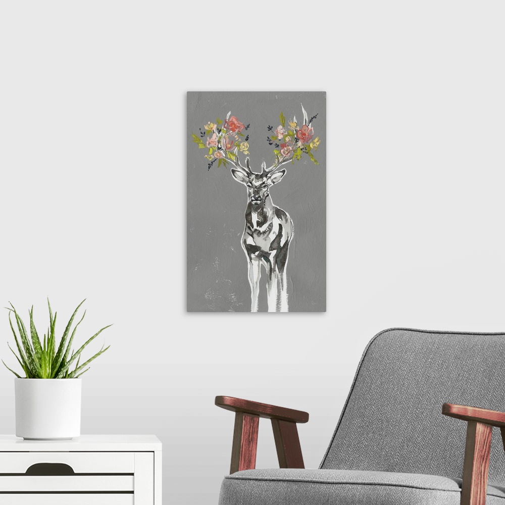 A modern room featuring Deer and Flowers II