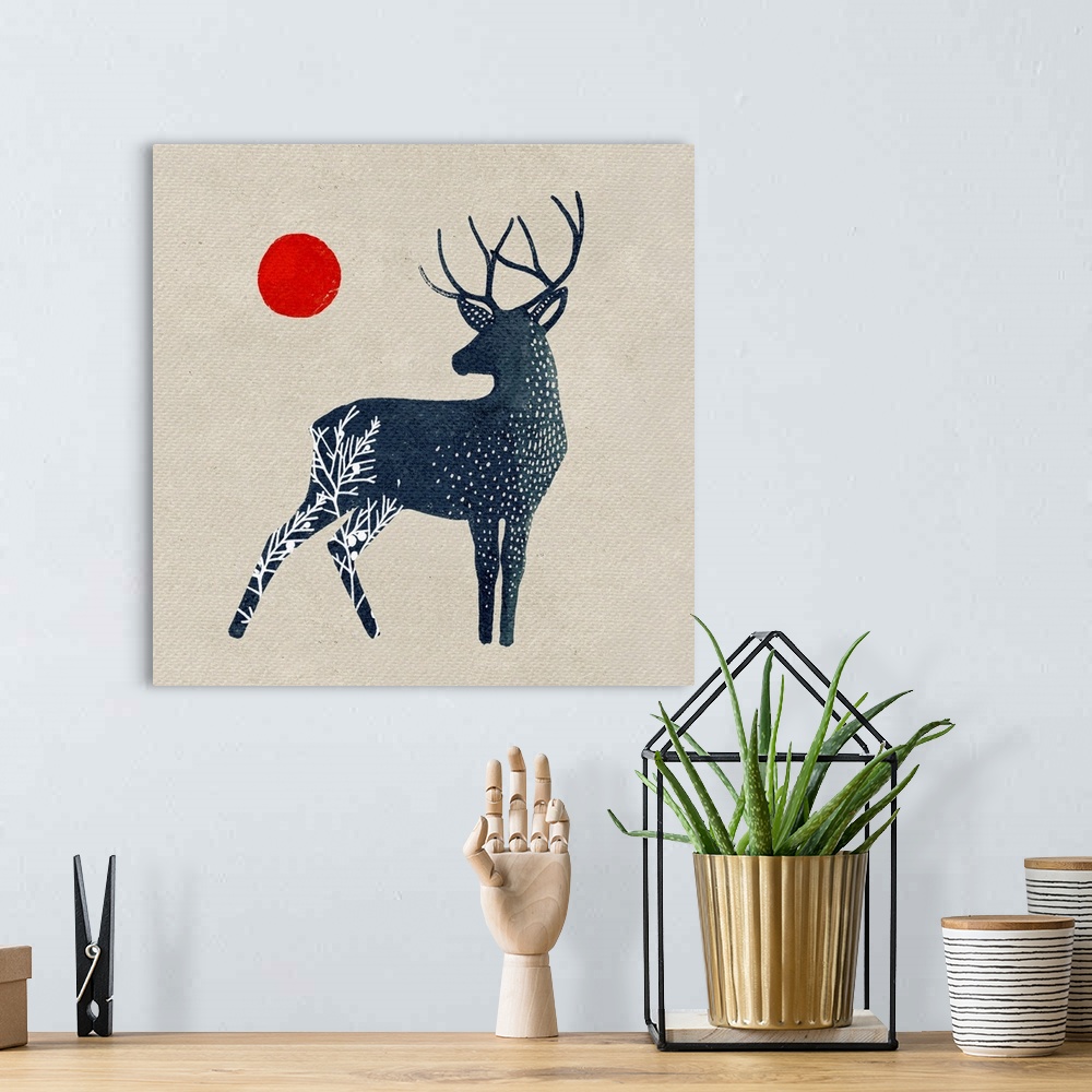 A bohemian room featuring Deer And Sun I