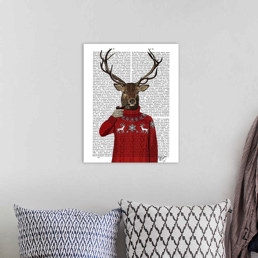 A bohemian room featuring Deer in Ski Sweater