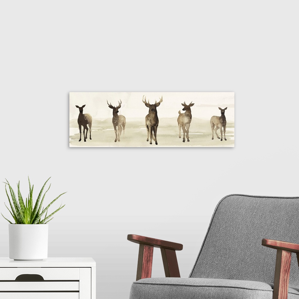 A modern room featuring Deer Line I