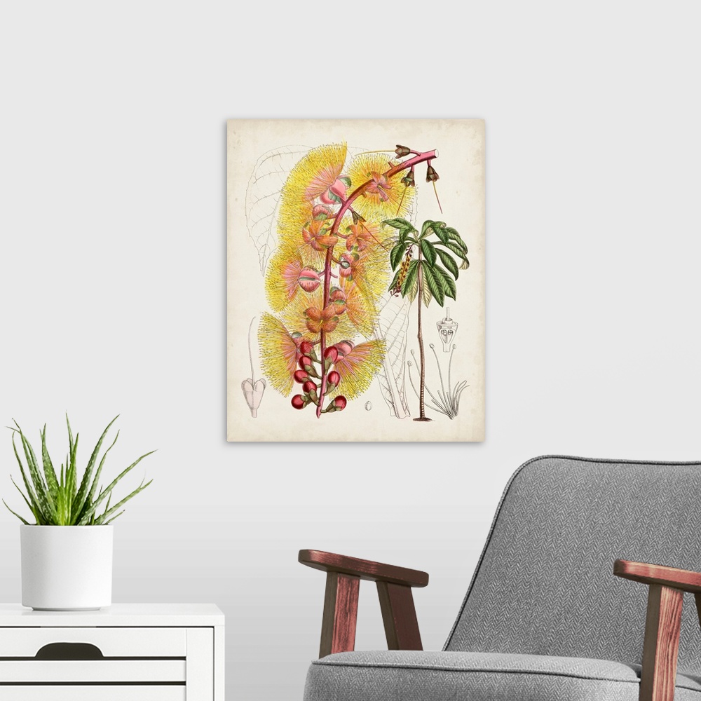 A modern room featuring Delicate Tropicals VII