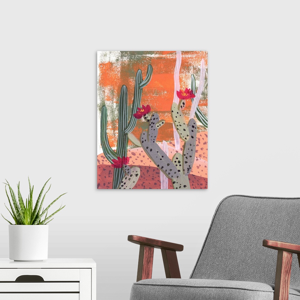 A modern room featuring Desert Flowers I