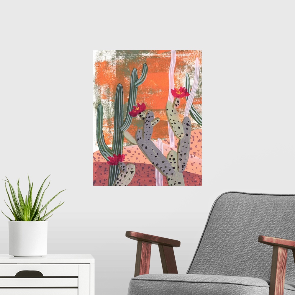 A modern room featuring Desert Flowers I